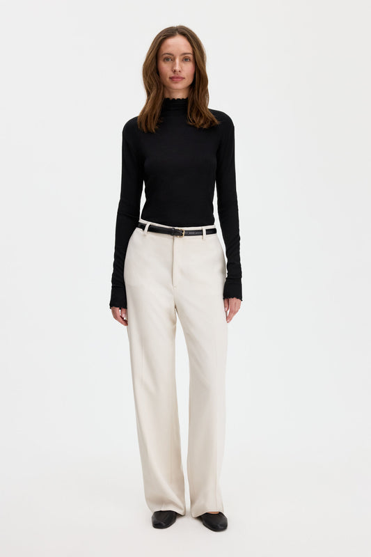 Rib Mock Neck Top Black Filippa K