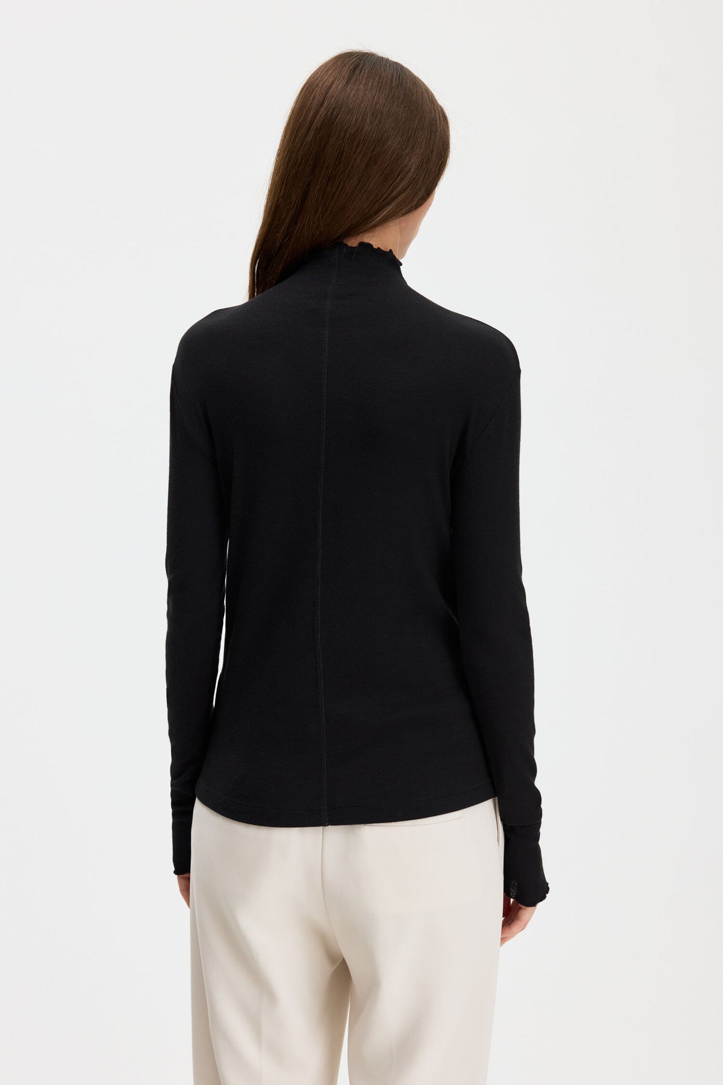 Rib Mock Neck Top Black Filippa K
