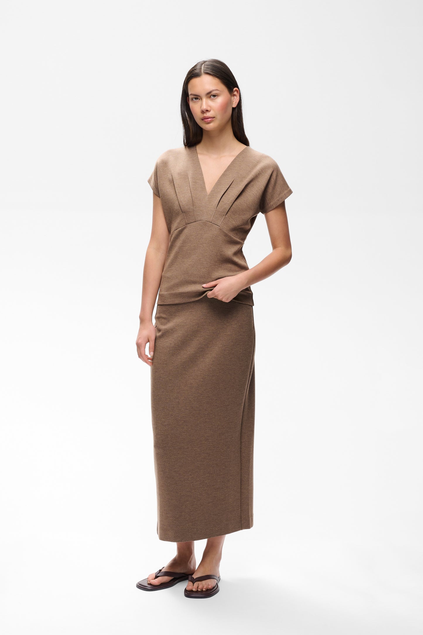 AidaIW Melange Skirt Coffee Quartz Mel InWear
