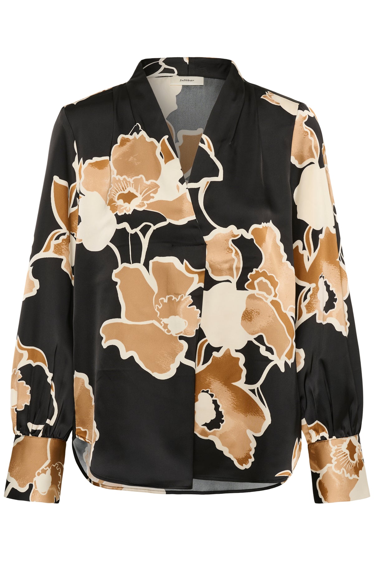 DawnIW V-Neck Black Sketch Flower InWear