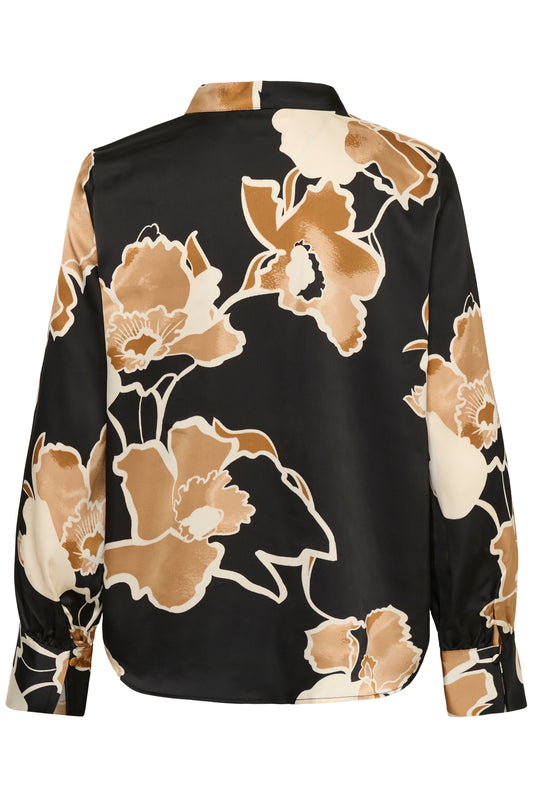 DawnIW V-Neck Black Sketch Flower InWear