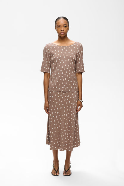 HenriIW Skirt Brown Brush Dot InWear