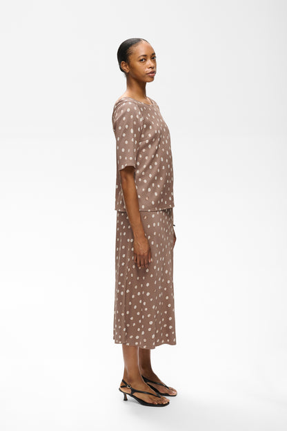 HenriIW Skirt Brown Brush Dot InWear