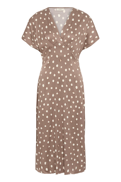 HenriIW Fitted Dress Brown Brush Dot InWear