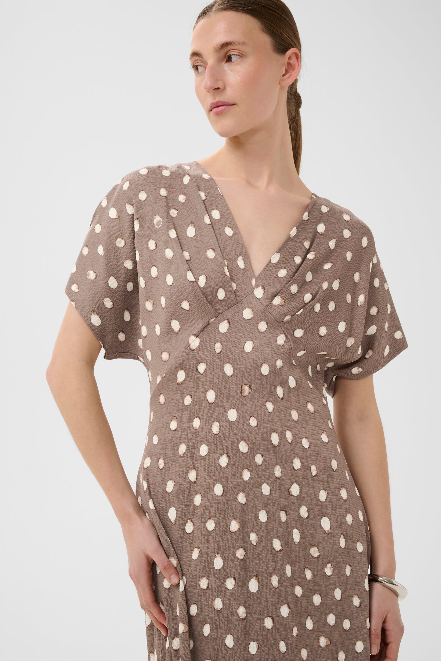 HenriIW Fitted Dress Brown Brush Dot InWear