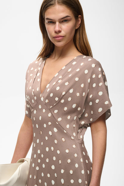 HenriIW Fitted Dress Brown Brush Dot InWear