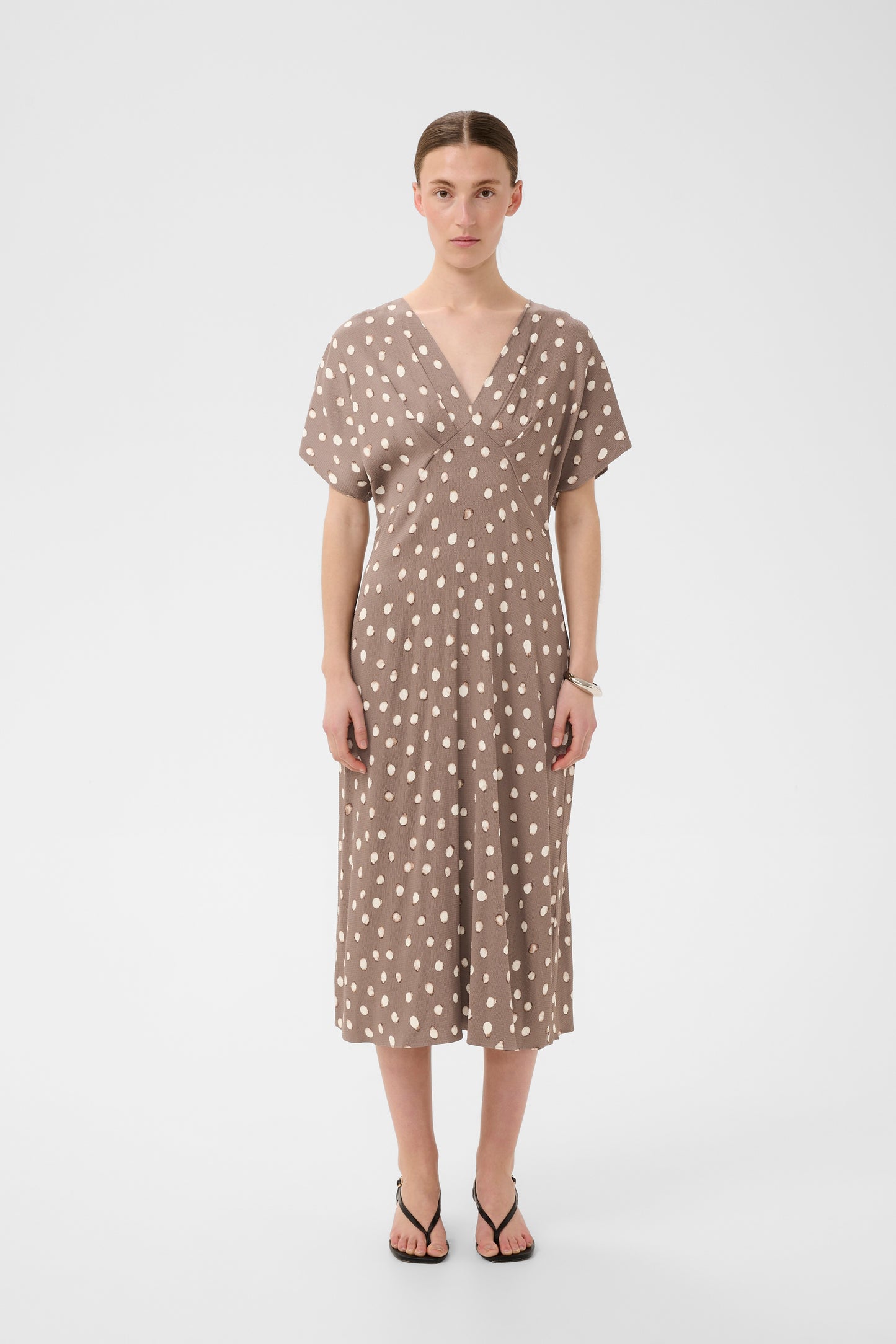 HenriIW Fitted Dress Brown Brush Dot InWear