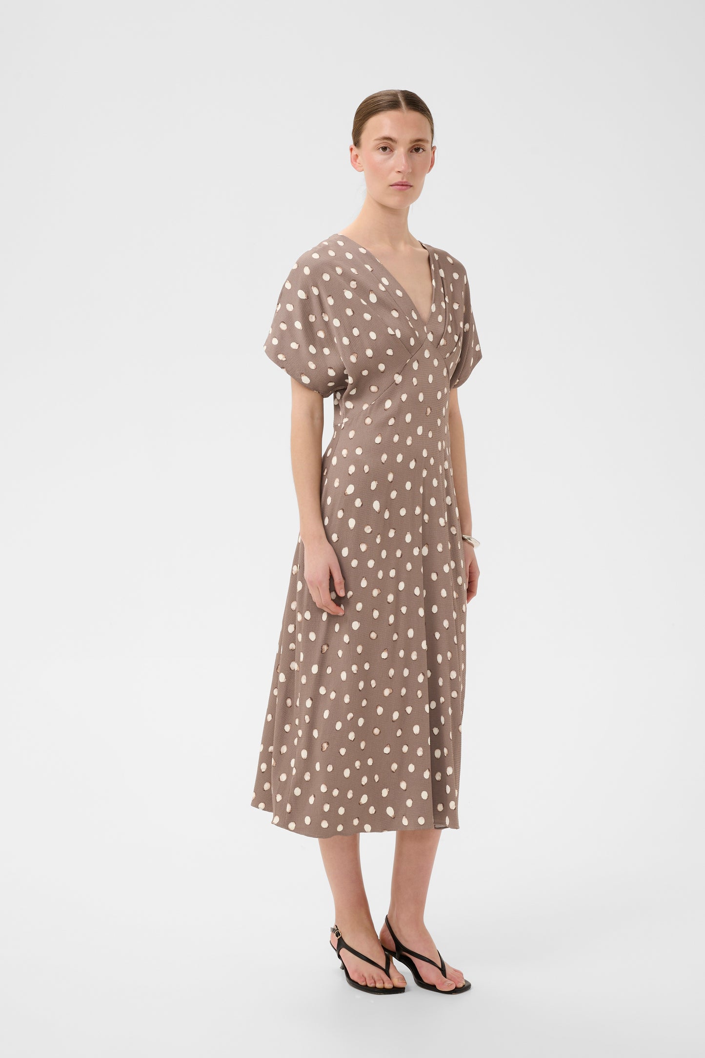 HenriIW Fitted Dress Brown Brush Dot InWear