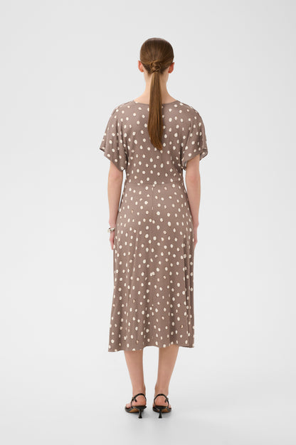 HenriIW Fitted Dress Brown Brush Dot InWear