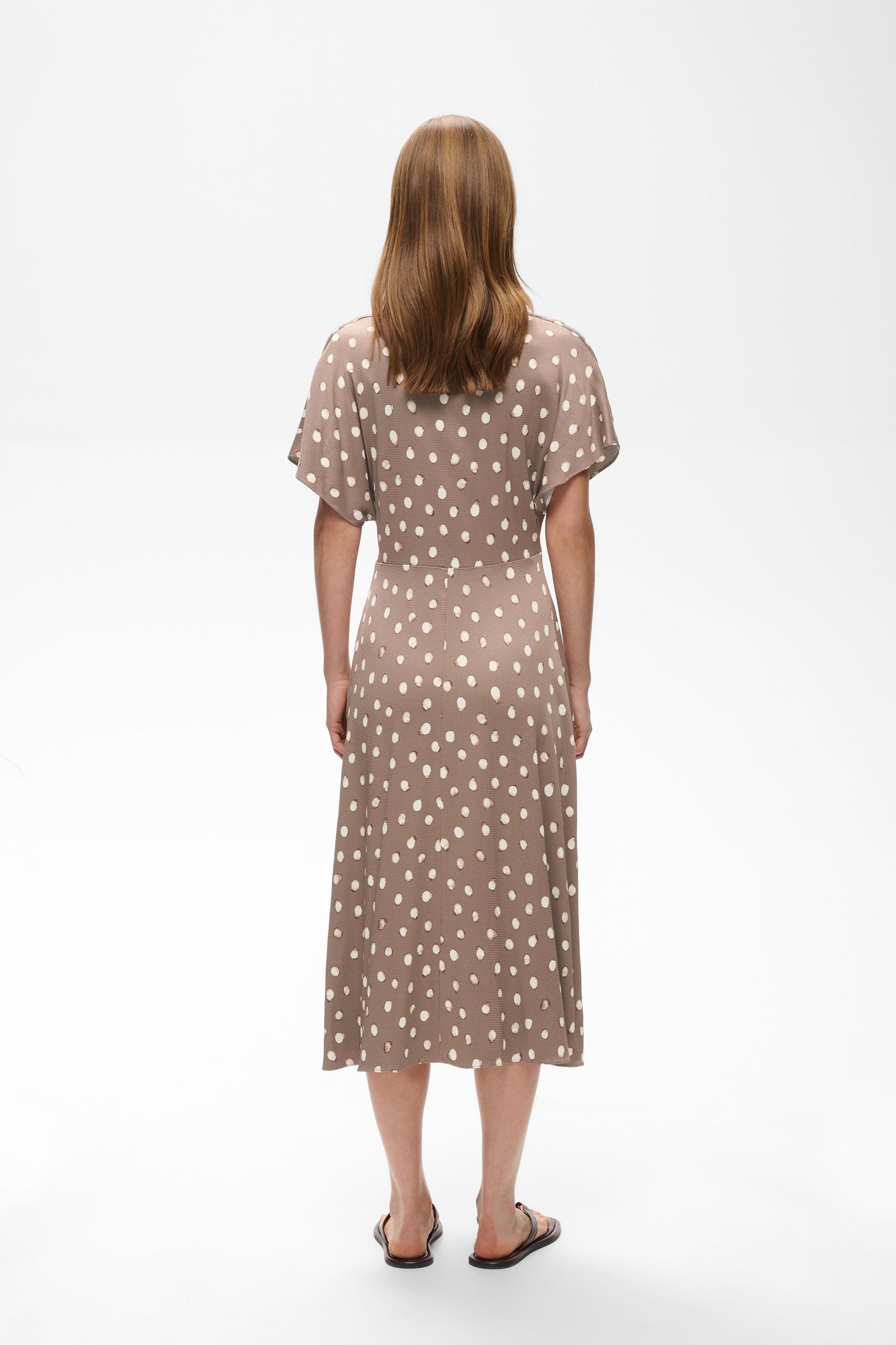 HenriIW Fitted Dress Brown Brush Dot InWear