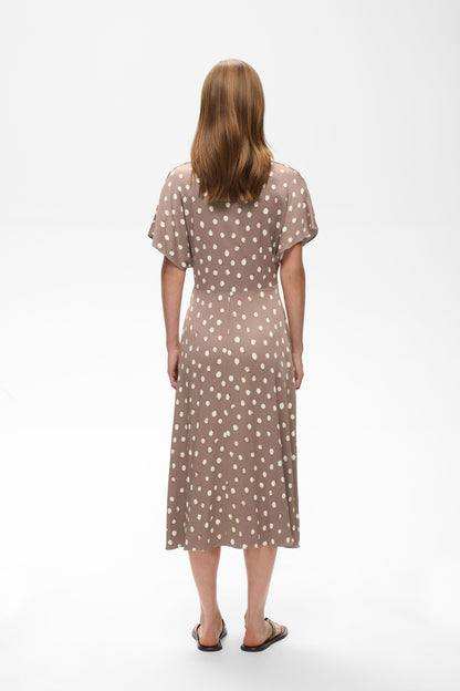 HenriIW Fitted Dress Brown Brush Dot InWear