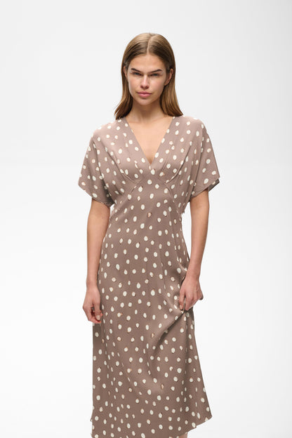 HenriIW Fitted Dress Brown Brush Dot InWear
