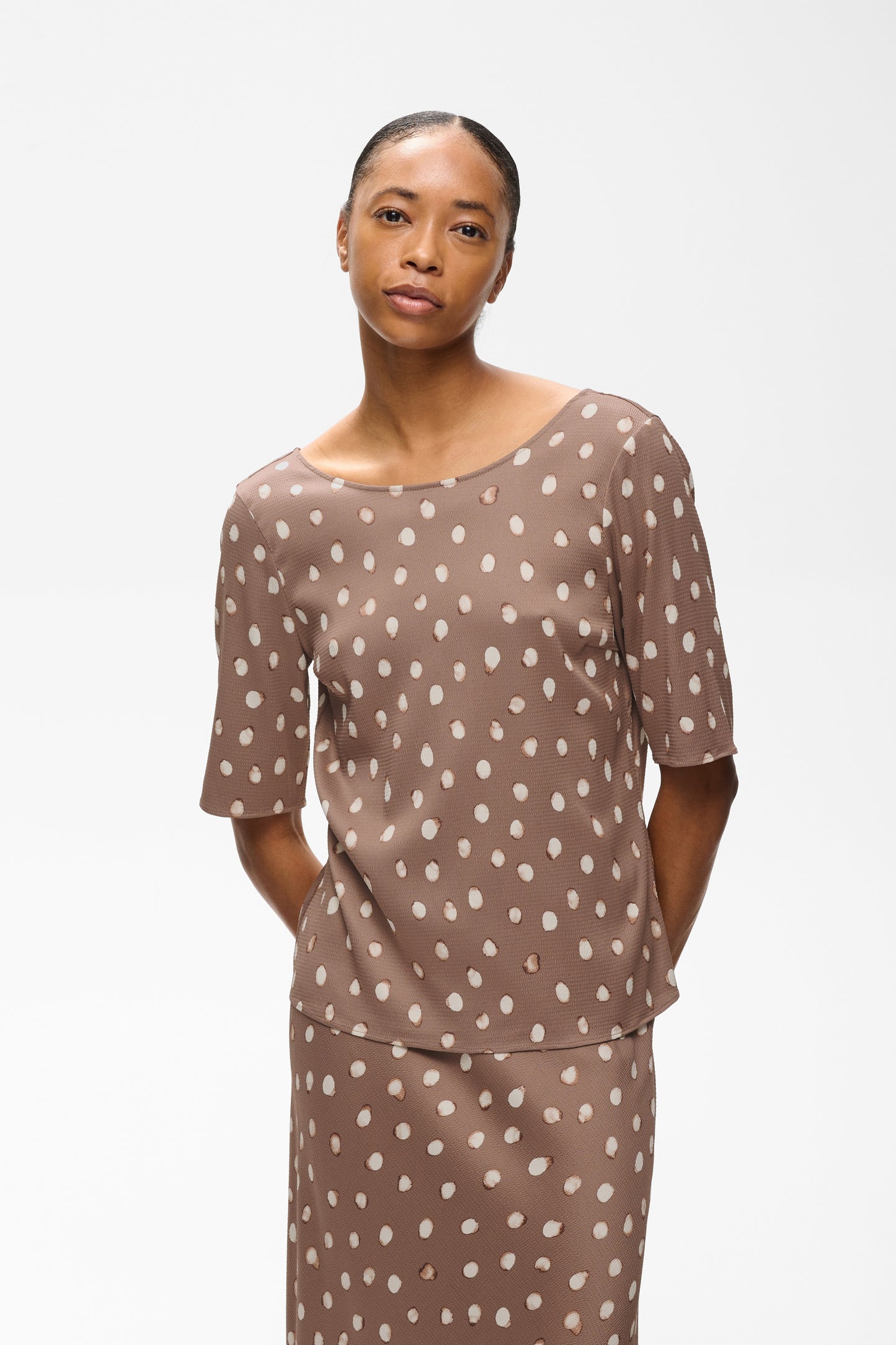 HenriIW Blouse Brown Brush Dot InWear