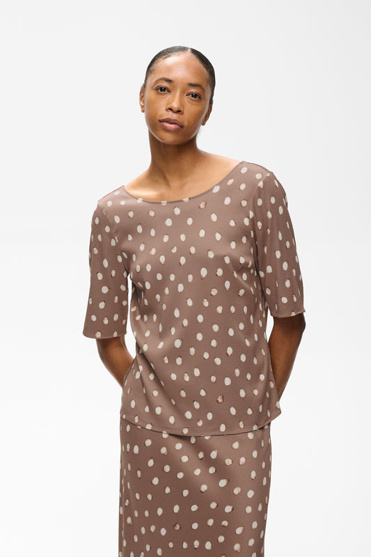 HenriIW Blouse Brown Brush Dot InWear
