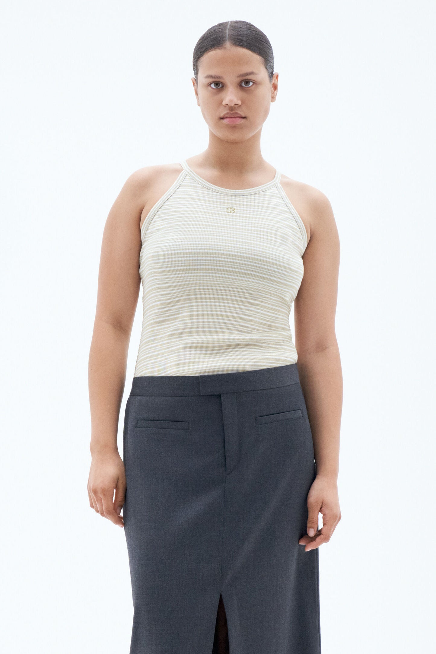 Striped Tank Dark Yellow/White Stripe