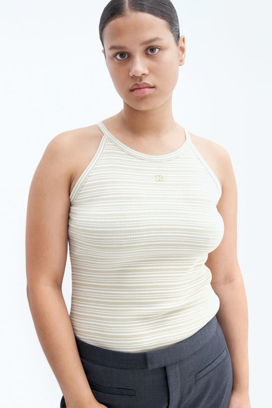 Striped Tank Dark Yellow/White Stripe