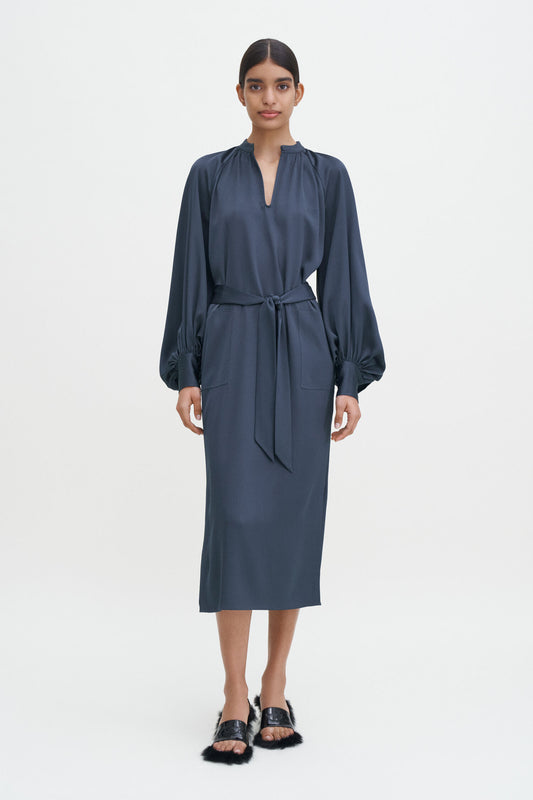 Belted Long Sleeve Dress Dawn Blue Filippa K