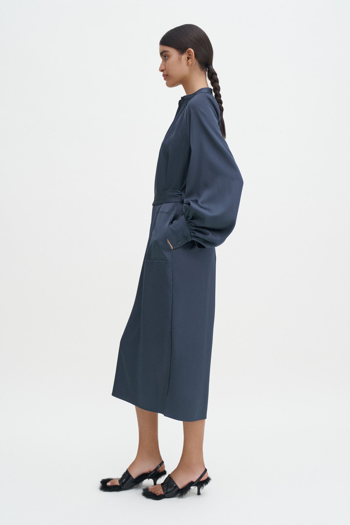 Belted Long Sleeve Dress Dawn Blue Filippa K