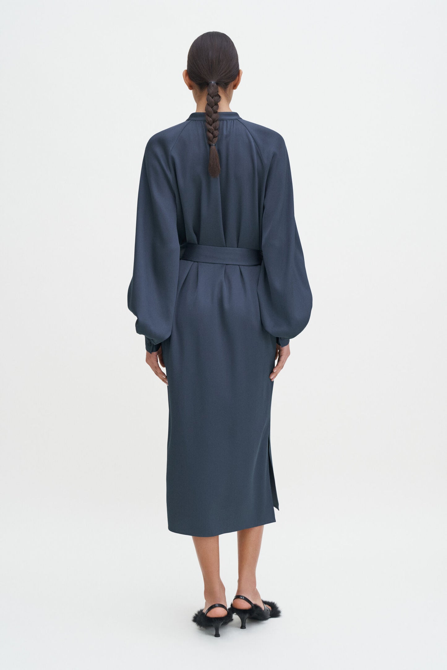 Belted Long Sleeve Dress Dawn Blue Filippa K