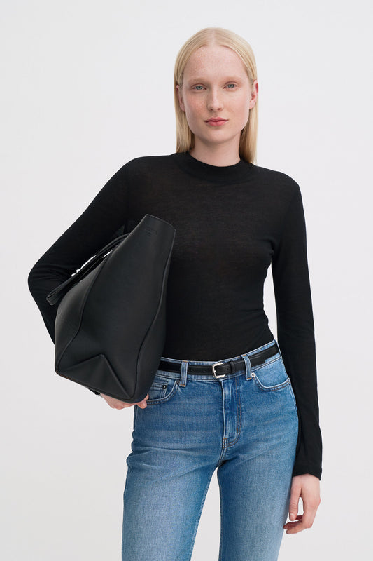 Lyocell Cashmere Mock Neck Top Black Filippa K