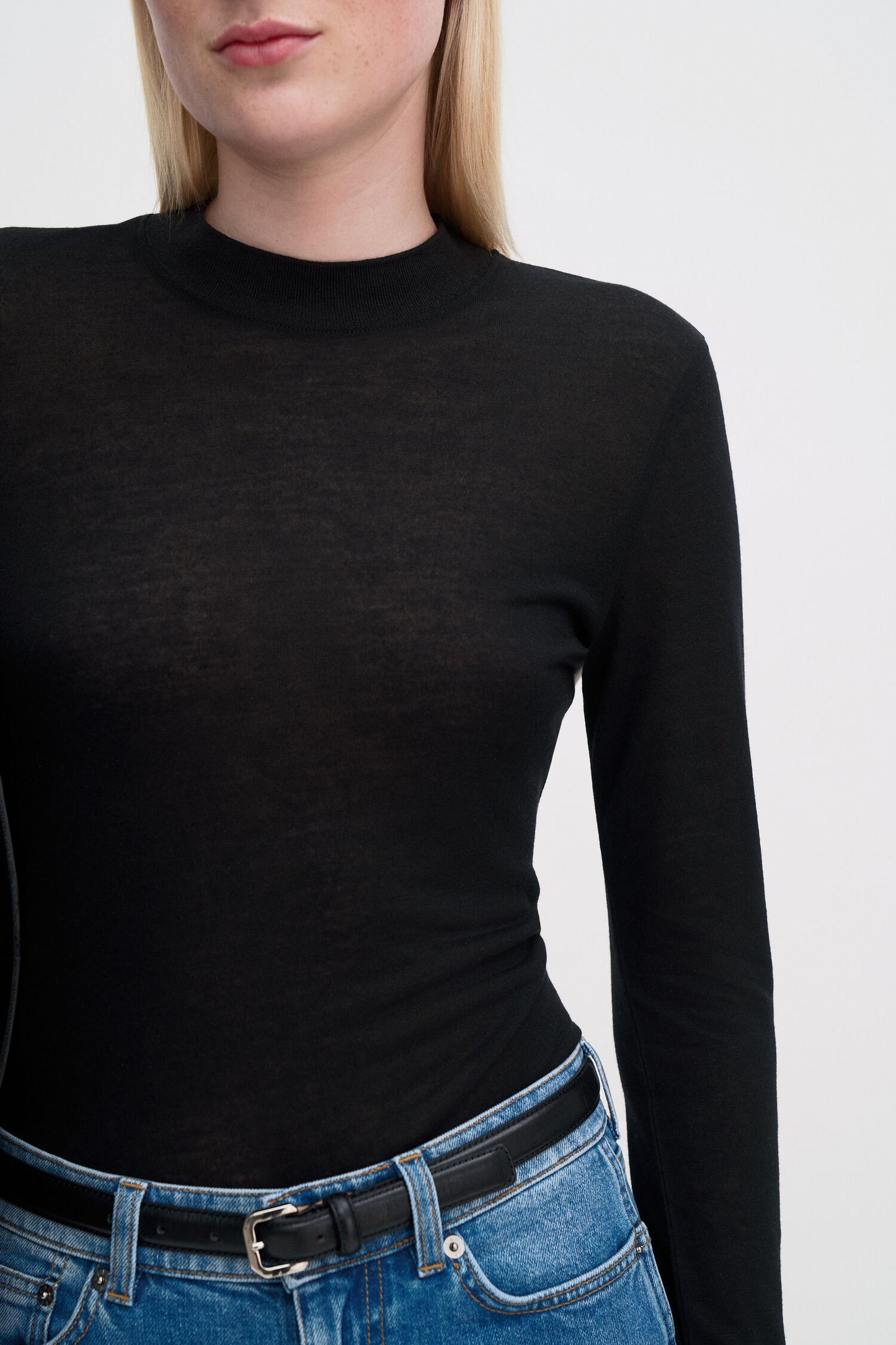 Lyocell Cashmere Mock Neck Top Black Filippa K