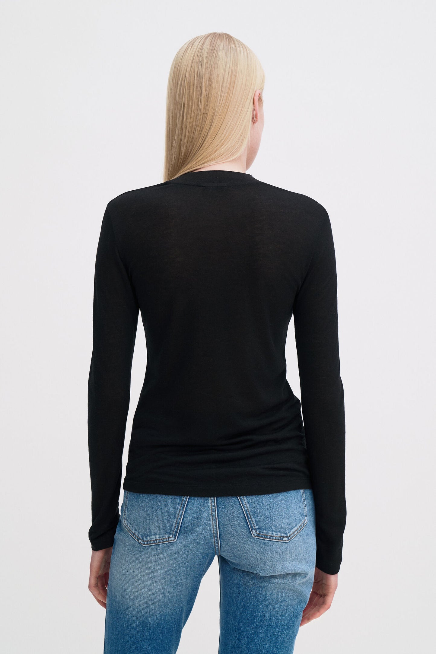 Lyocell Cashmere Mock Neck Top Black Filippa K