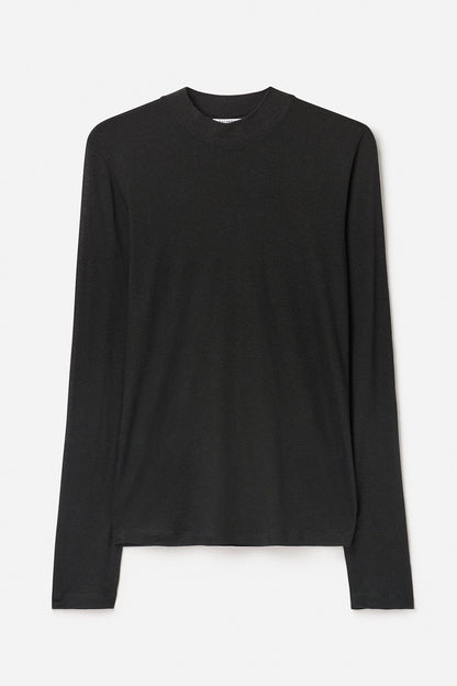 Lyocell Cashmere Mock Neck Top Black Filippa K