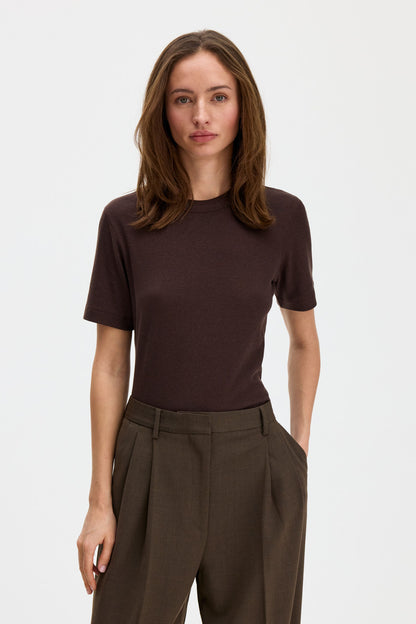 Soft Rib Tee Dark Chocolate Filippa K