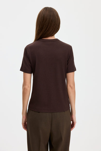 Soft Rib Tee Dark Chocolate Filippa K