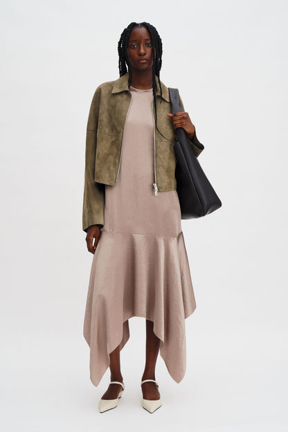 Scarf Hem Dress Dark Taupe Filippa K
