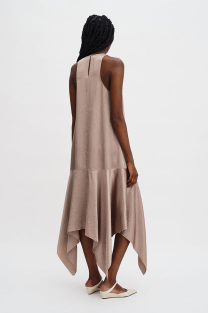 Scarf Hem Dress Dark Taupe Filippa K