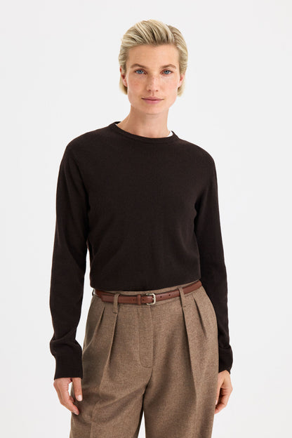 Soft Wool Crewneck Sweater Dark Chocolate Filippa K