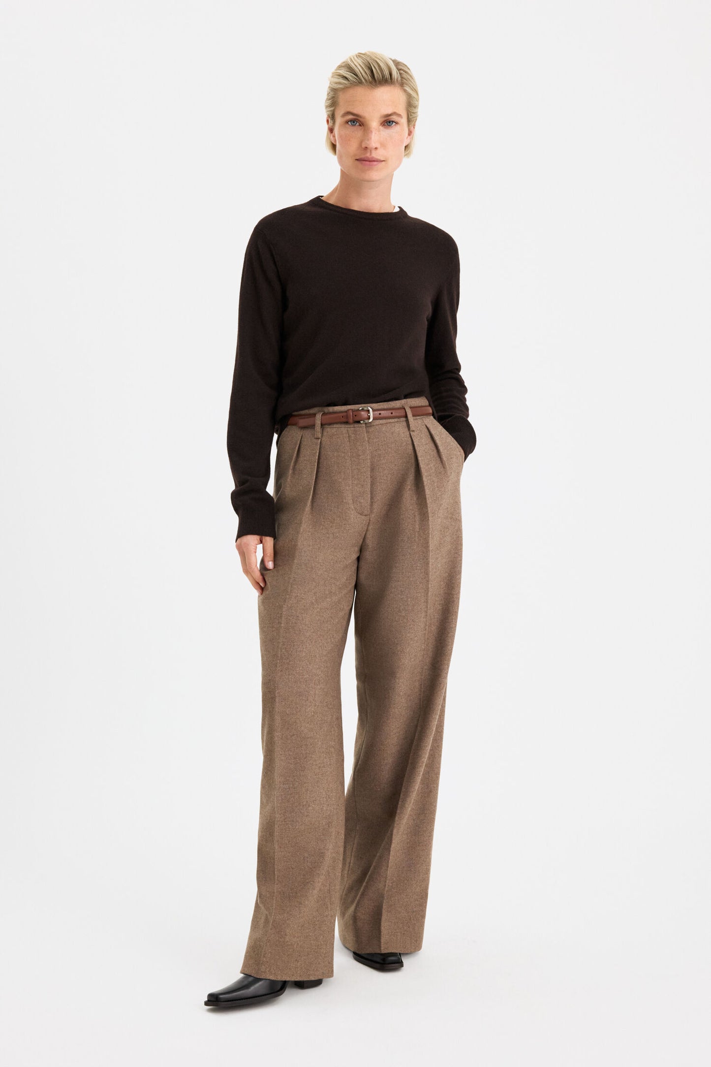 Soft Wool Crewneck Sweater Dark Chocolate Filippa K