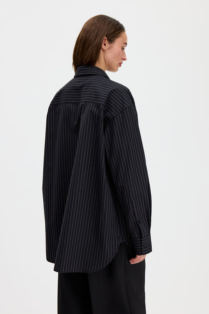 Sammy Poplin Pinstripe Shirt Anthracite Filippa K