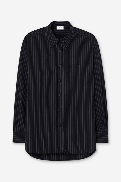 Sammy Poplin Pinstripe Shirt Anthracite Filippa K