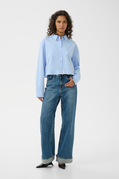 York Short Shirt Chambray Blue Melange Gestuz
