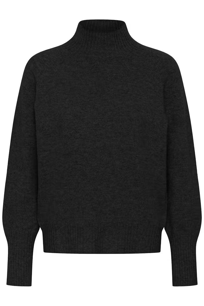 12 The Knit High Neck Dark Grey Melange My Essential Wardrobe