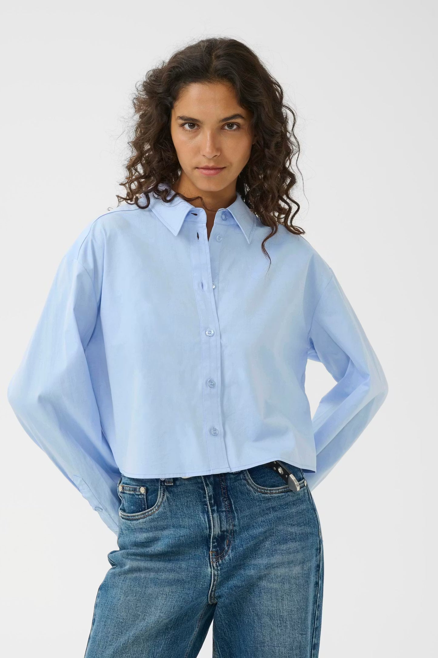 York Short Shirt Chambray Blue Melange Gestuz