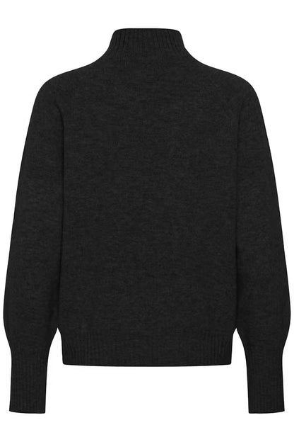 12 The Knit High Neck Dark Grey Melange My Essential Wardrobe