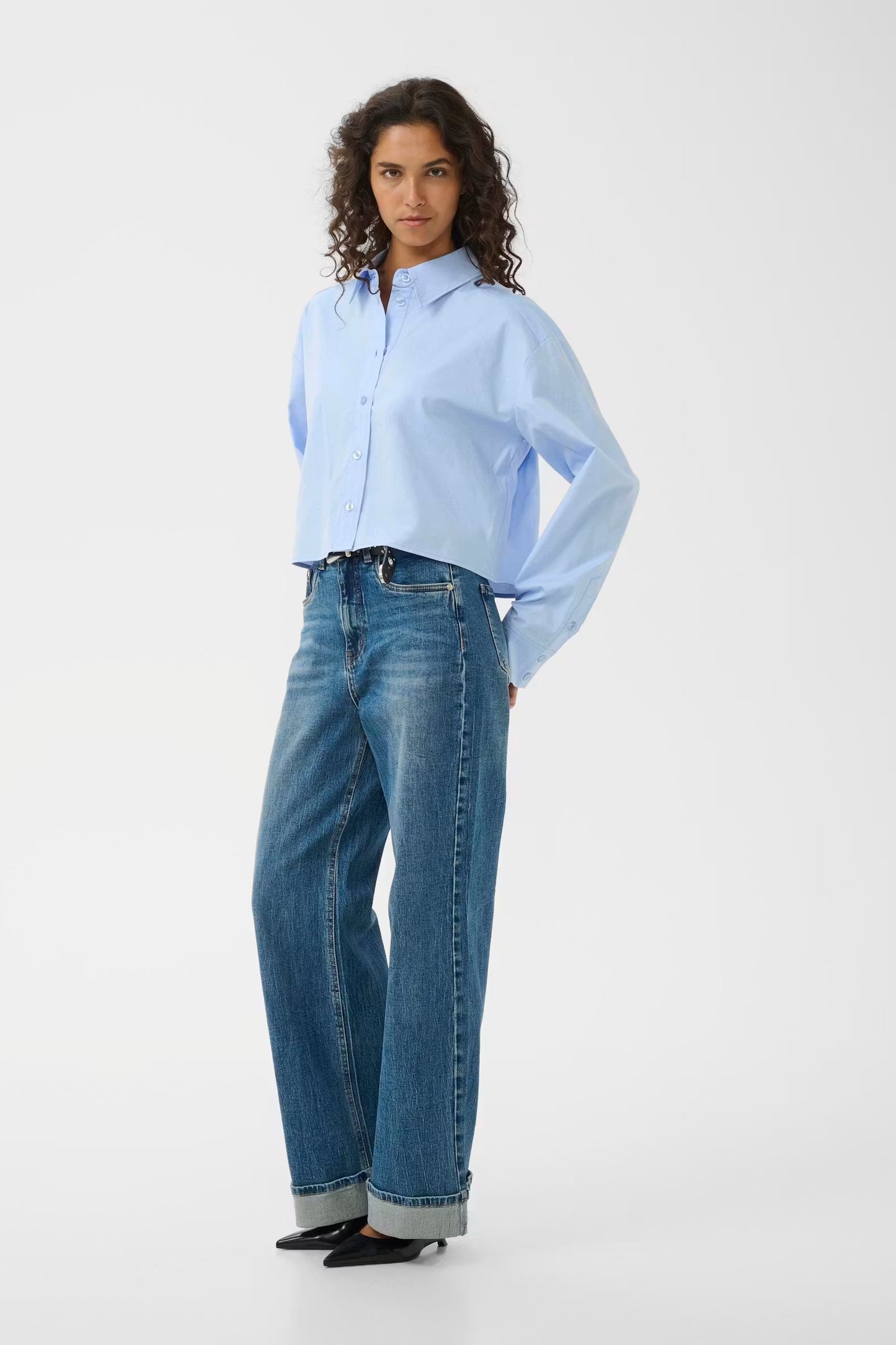 York Short Shirt Chambray Blue Melange Gestuz