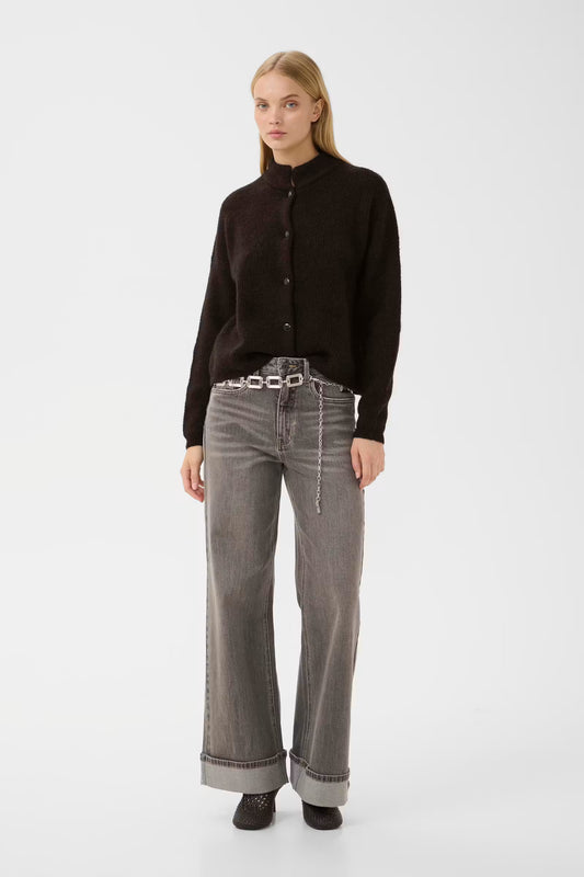 AlphaGZ Short Cardigan Ganache Melange/Brown Gestuz