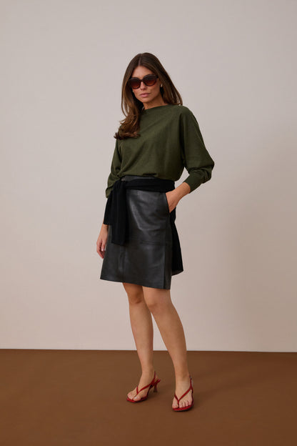 Annemarie Batwing Jumper Olive Night Mel Culture