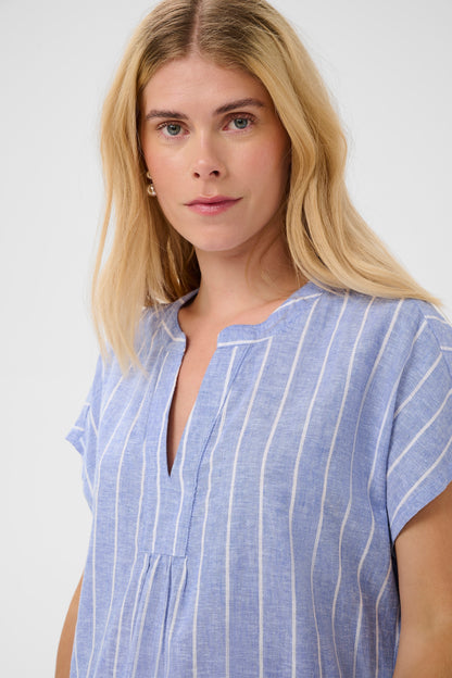 Arletty Dress Powder Blue/Gardenia Stripe Culture