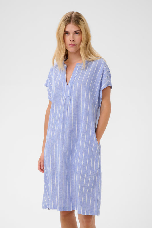 Arletty Dress Powder Blue/Gardenia Stripe Culture