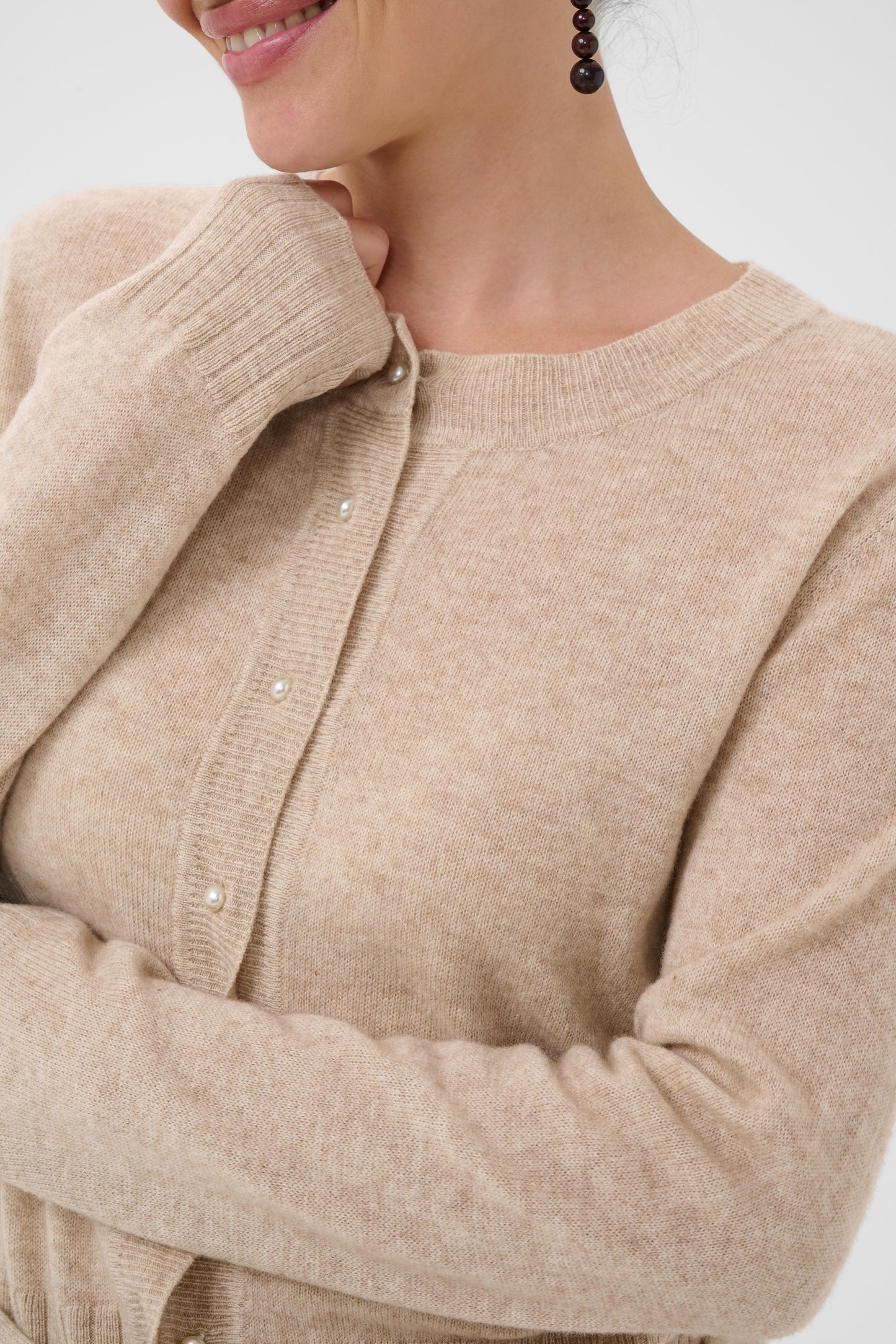 Taia Arrow Cardigan Beige Melange Culture