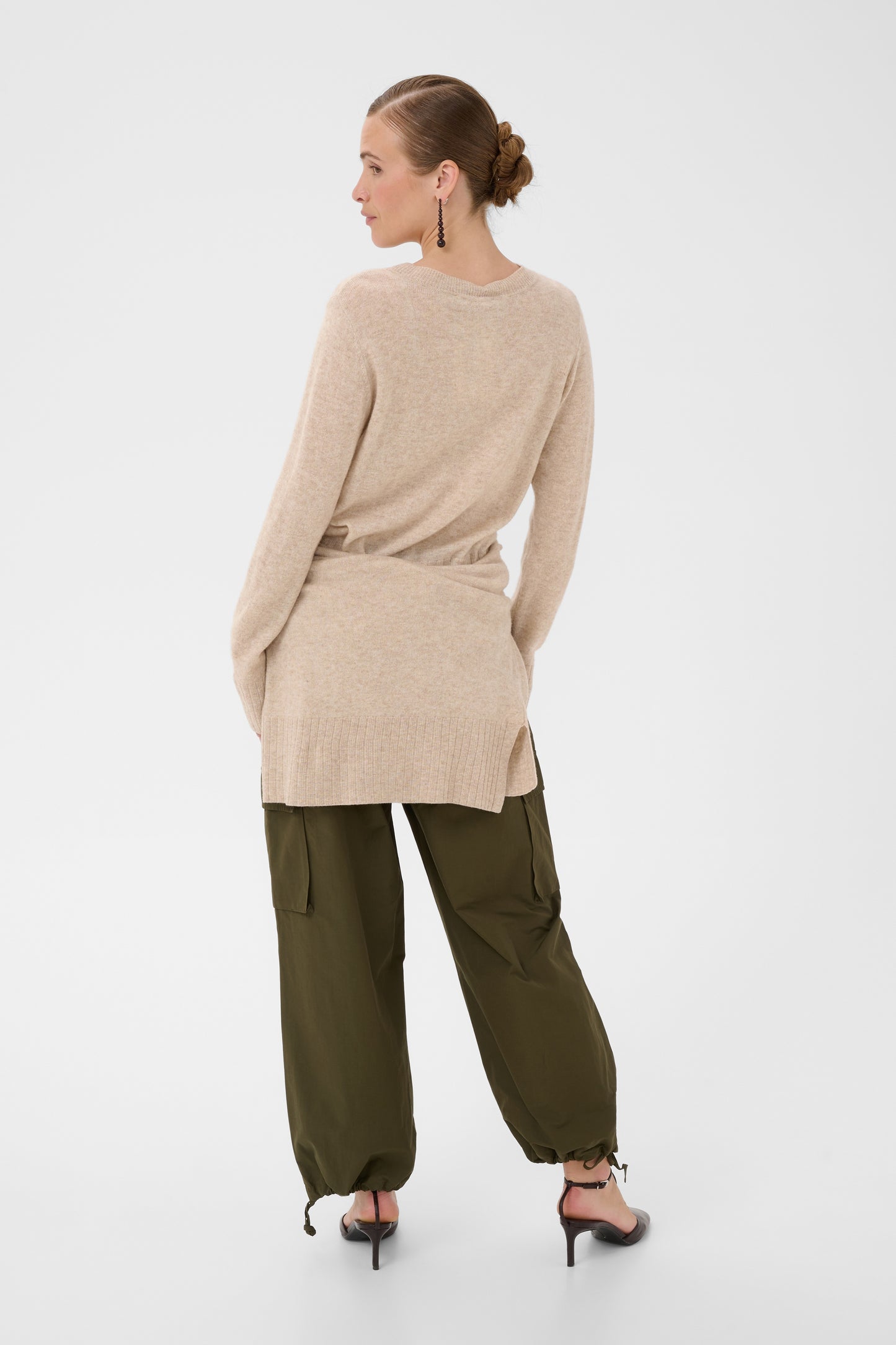 Taia Arrow Cardigan Beige Melange Culture