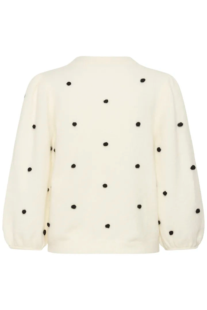 Alpha Dot Cardigan Ivory Gestuz
