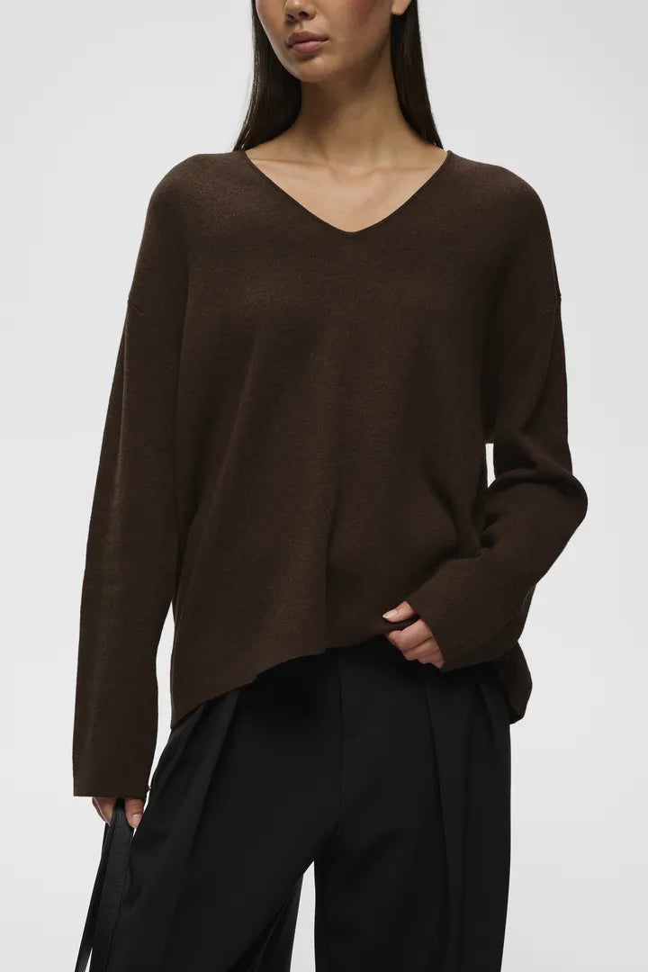TildaIW V-Neck Chocolate Brown Melange InWear