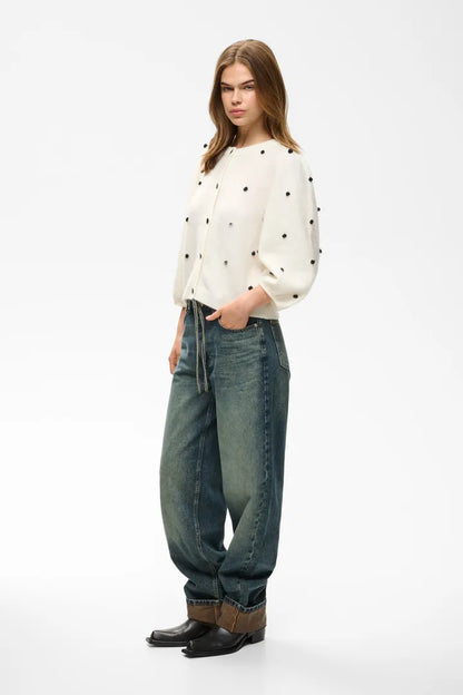 Alpha Dot Cardigan Ivory Gestuz