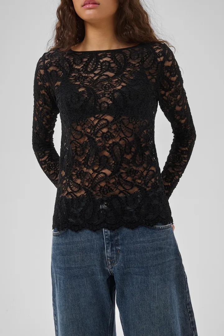 Salvi LS Lace Blouse Black My Essential Wardrobe